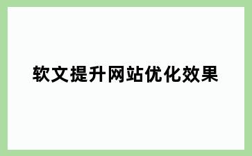 软文提升网站优化效果