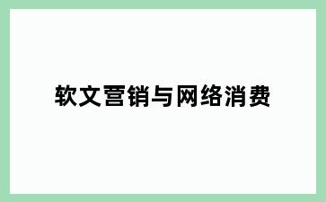 软文营销与网络消费