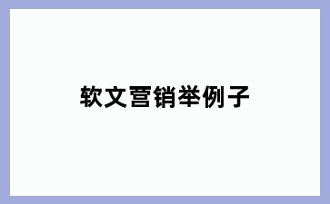 软文营销举例子
