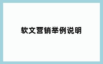 软文营销举例说明