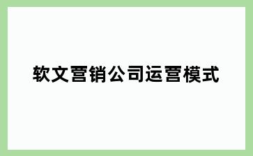 软文营销公司运营模式