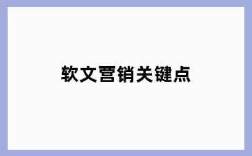 软文营销关键点