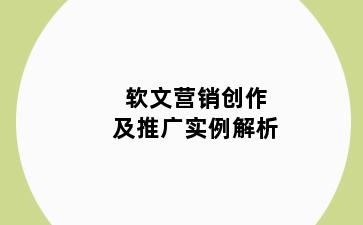 软文营销创作及推广实例解析
