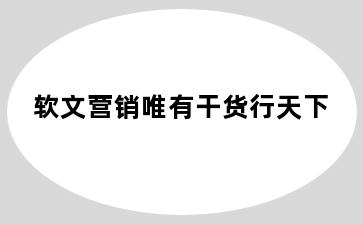 软文营销唯有干货行天下