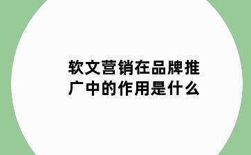 软文营销在品牌推广中的作用是什么
