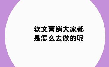 软文营销大家都是怎么去做的呢