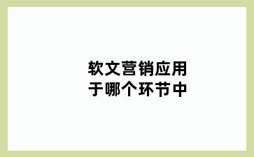 软文营销应用于哪个环节中