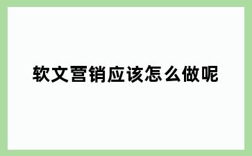 软文营销应该怎么做呢