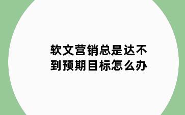 软文营销总是达不到预期目标怎么办