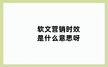 软文营销时效是什么意思呀