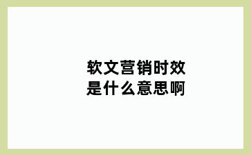 软文营销时效是什么意思啊