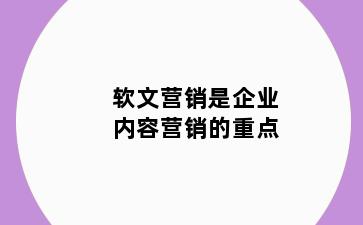 软文营销是企业内容营销的重点