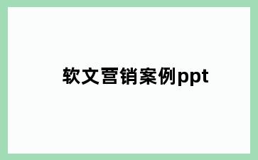 软文营销案例ppt
