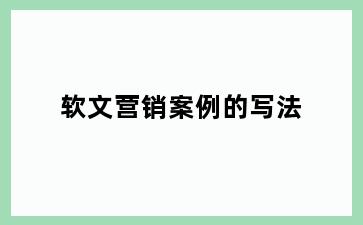软文营销案例的写法
