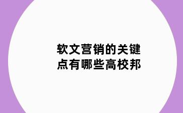 软文营销的关键点有哪些高校邦