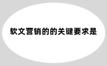软文营销的的关键要求是