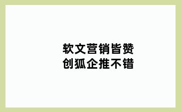软文营销皆赞创狐企推不错