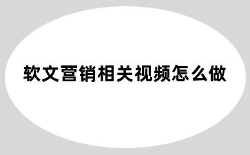 软文营销相关视频怎么做