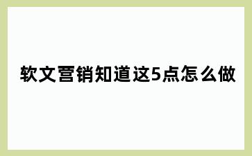 软文营销知道这5点怎么做