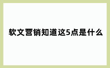 软文营销知道这5点是什么