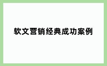 软文营销经典成功案例