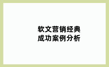 软文营销经典成功案例分析