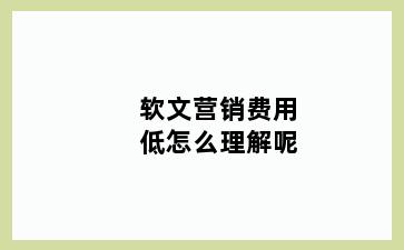 软文营销费用低怎么理解呢