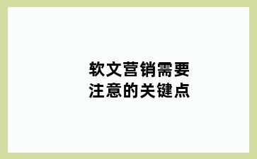 软文营销需要注意的关键点
