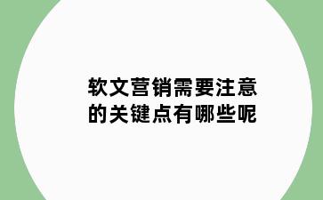 软文营销需要注意的关键点有哪些呢