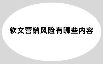 软文营销风险有哪些内容