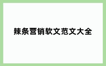 辣条营销软文范文大全