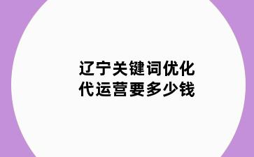 辽宁关键词优化代运营要多少钱