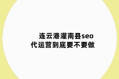 连云港灌南县seo代运营到底要不要做