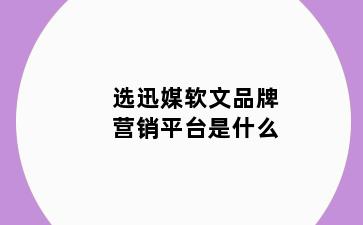 选迅媒软文品牌营销平台是什么