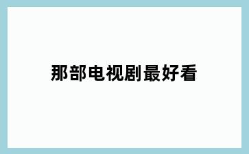 那部电视剧最好看