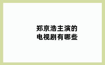 郑京浩主演的电视剧有哪些