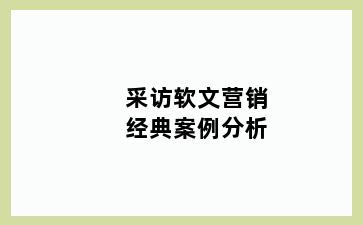 采访软文营销经典案例分析