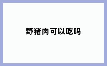 野猪肉可以吃吗