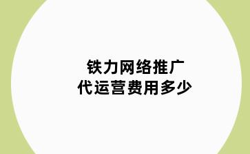 铁力网络推广代运营费用多少