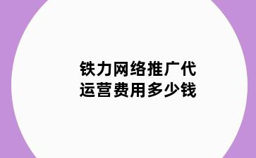 铁力网络推广代运营费用多少钱