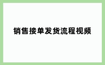 销售接单发货流程视频