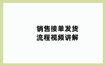 销售接单发货流程视频讲解