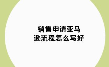 销售申请亚马逊流程怎么写好