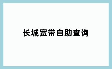 长城宽带自助查询
