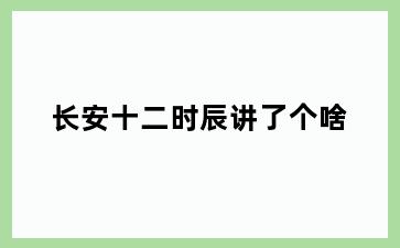 长安十二时辰讲了个啥