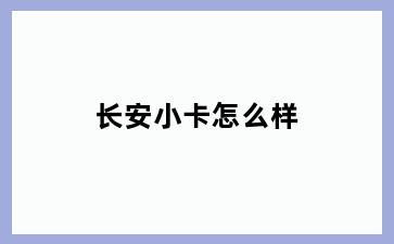 长安小卡怎么样