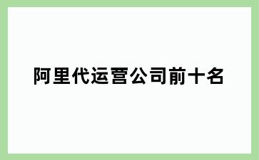 阿里代运营公司前十名