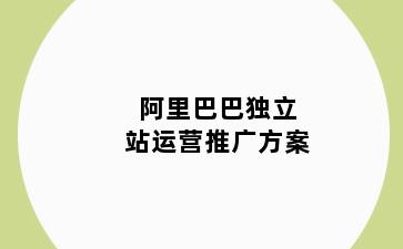 阿里巴巴独立站运营推广方案