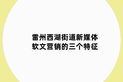 雷州西湖街道新媒体软文营销的三个特征