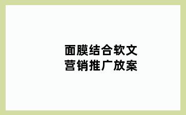 面膜结合软文营销推广放案